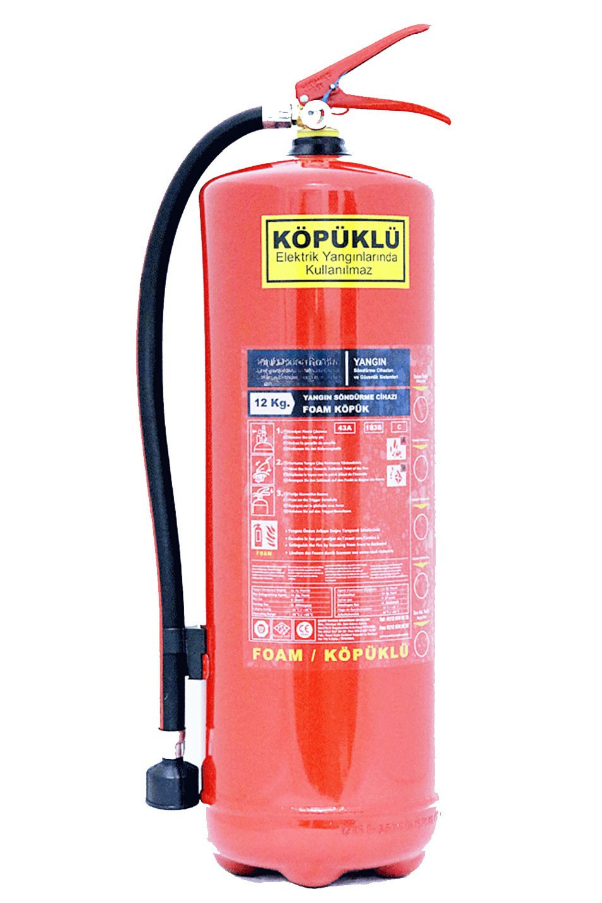 12 Kg Köpüklü Yangın Söndürme Cihazı – Ruhsata Uygun, Yeni Tarihli