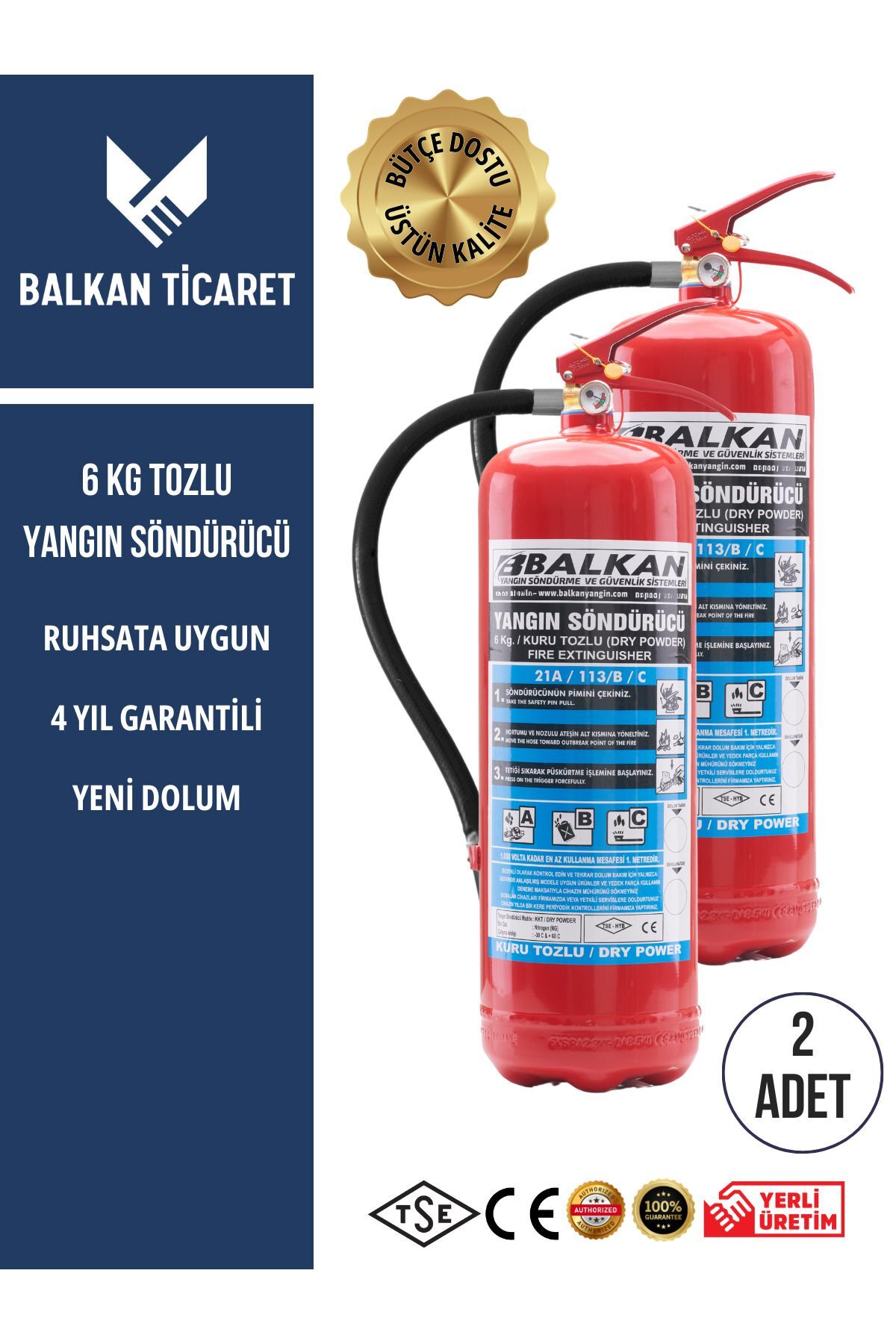 2 Adet Tozlu Yangın Tüpü 4 Yıllık Ruhsata Uygun