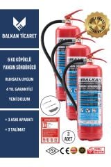 3 Adet Tozlu Yangın Tüpü 4 Yıllık Ruhsata Uygun (Askı Aparatı, Talimat)