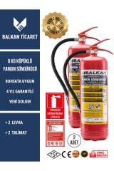 2 Adet Köpüklü Yangın Tüpü 4 Yıllık Ruhsata Uygun (Levha, Talimat)