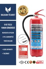 6 Kg Tozlu Etiketli Ve Ruhsata Uygun Yangın Söndürücü Askı Aparatı Ve Talimat