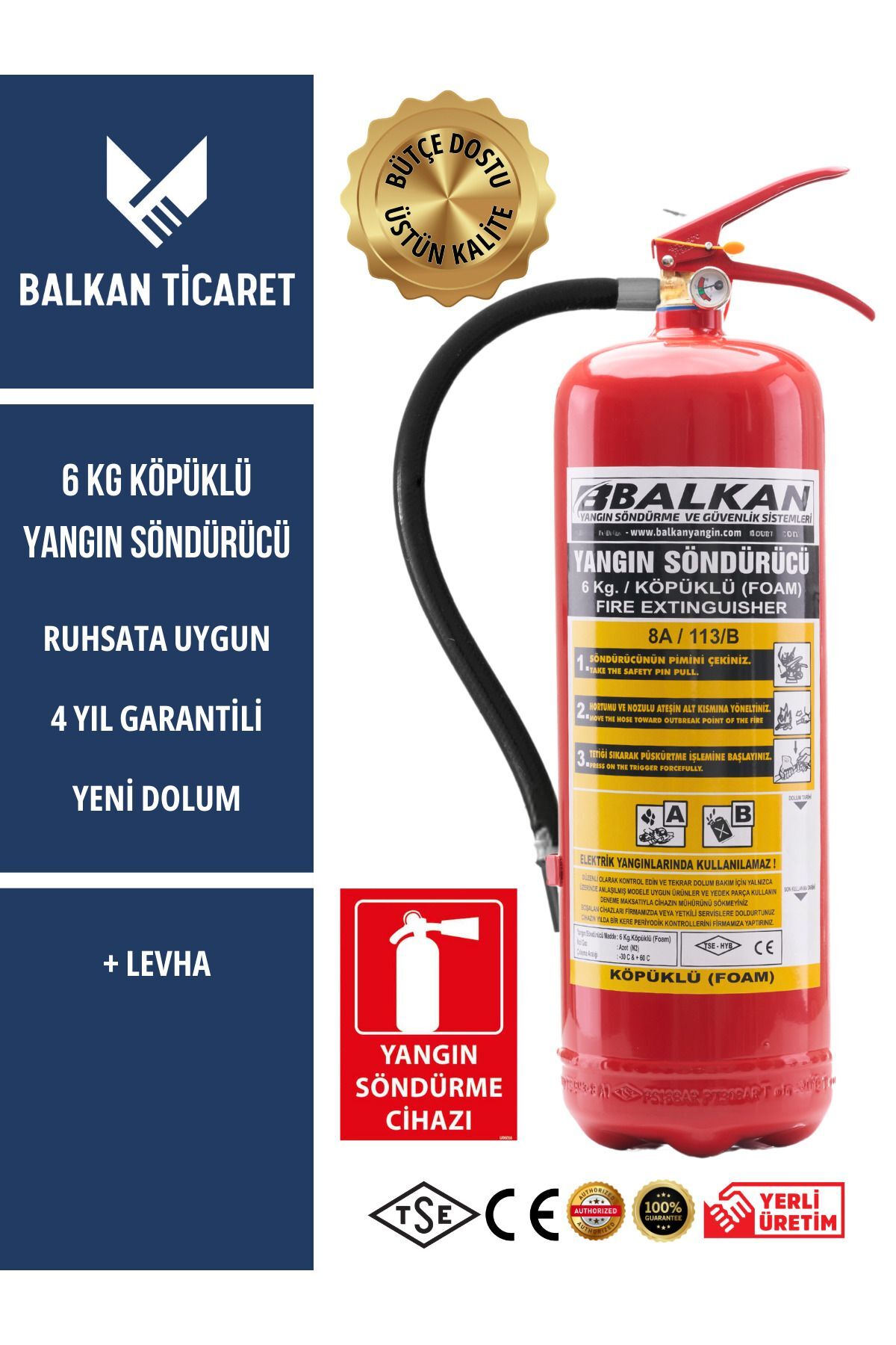 6 Kg Köpüklü Etiketli Ve Ruhsata Uygun Yangın Söndürücü Levha - Ruhsata Uygun