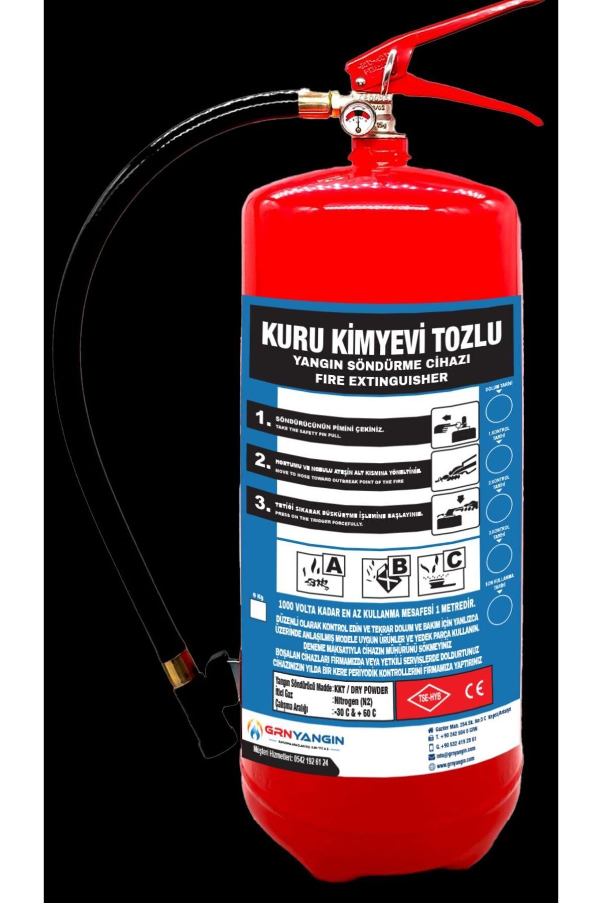 6 KG RUHSATA UYGUN KURUTOZLU YANGIN SÖNDÜRME TÜPÜ