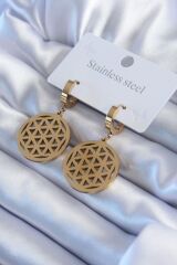 BALKAN ShopZum ShopZum 316L Çelik ShopZum Gold Renk Lotus Model Kadın Küpe