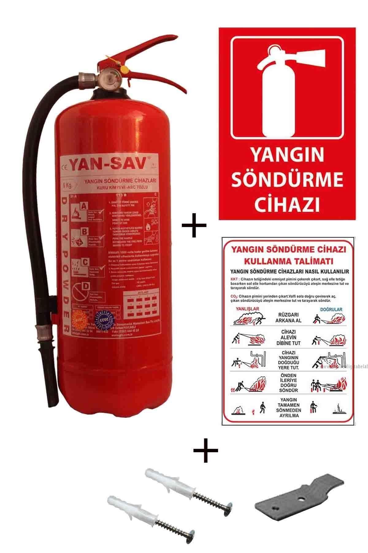 6kg Yangın Tüpü,yangın Tüpü Kullanım Talimatı, Yangın Tüpü Levhası, Askı Aparatı Ve Dübel Vi