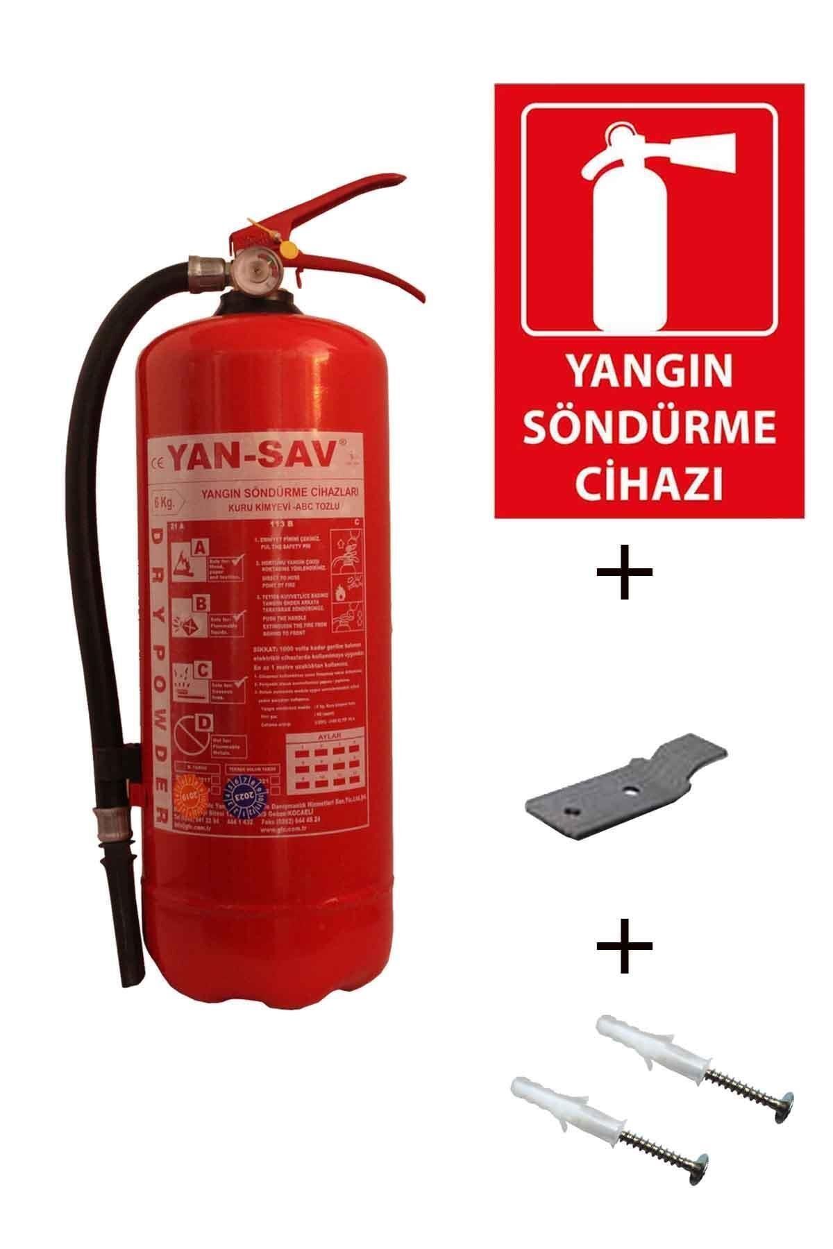 6 kg Yangın Tüpü Yangın Tüpü Levhası Askı Aparatı ve Dübel Vida 4'lü Set