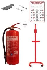 6kg Yangın Tüpü,yangın Tüpü Kullanım Talimatı, Askı Aparatı, Dübel Vida Ve C Tipi Sehpa 5li