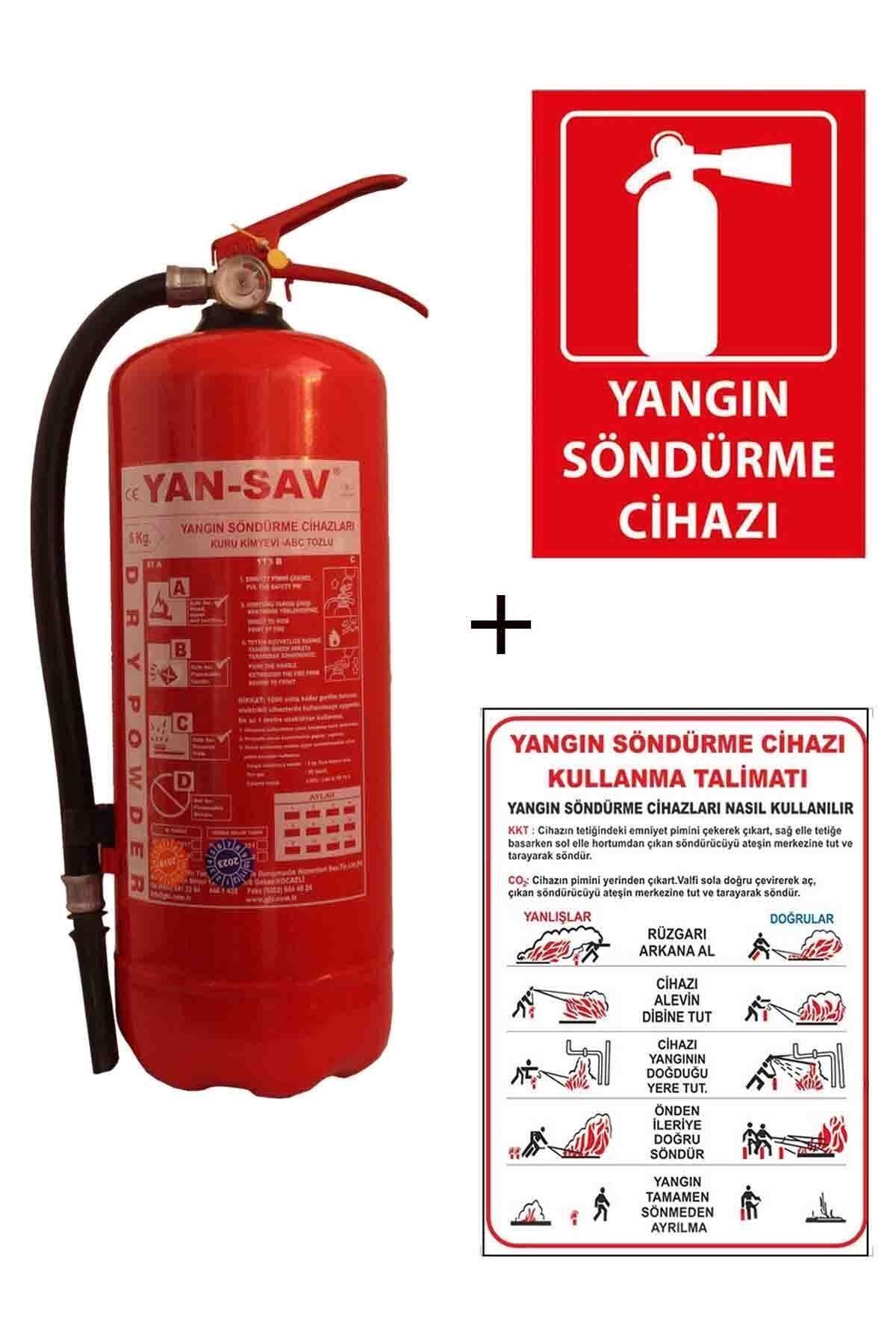 6kg Yangın Tüpü,yangın Tüpü Kullanım Talimatı Ve Yangın Tüpü Levhası 3lü Set