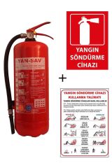 6kg Yangın Tüpü,yangın Tüpü Kullanım Talimatı Ve Yangın Tüpü Levhası 3lü Set