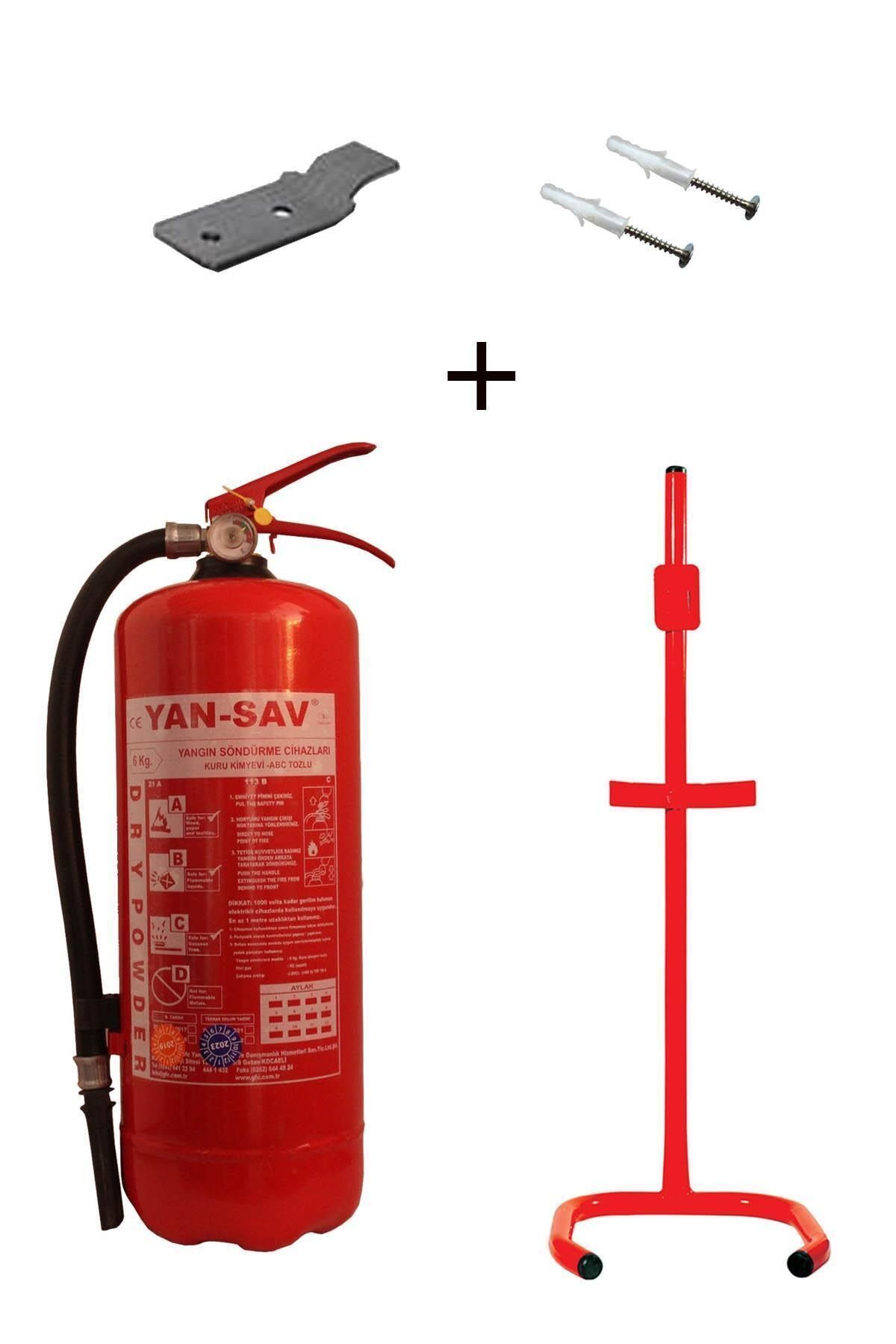 6kg Yangın Tüpü, Dübel Vida Ve C Tipi Sehpa 3lü Set
