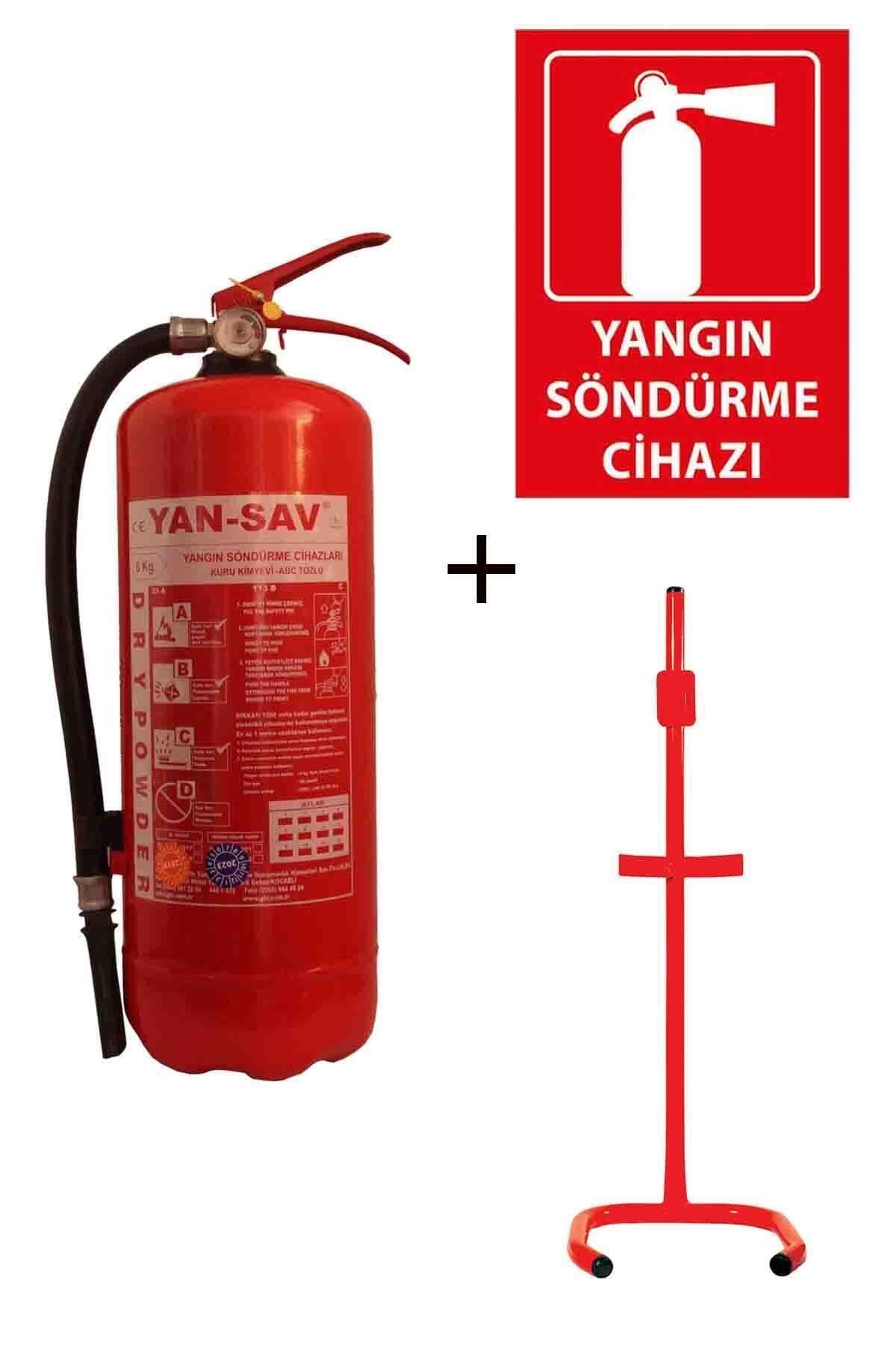 6kg Yangın Tüpü, Yangın Tüpü Levhası Ve C Tipi Sehpa 3lü Set