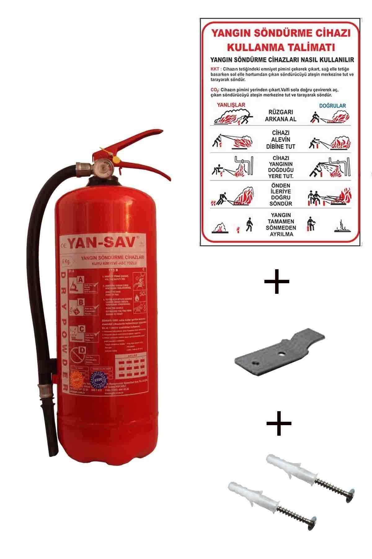6kg Yangın Tüpü, Askı Aparatı,yangın Tüpü Kullanım Talimatı Ve Dübel Vida 4lü Set