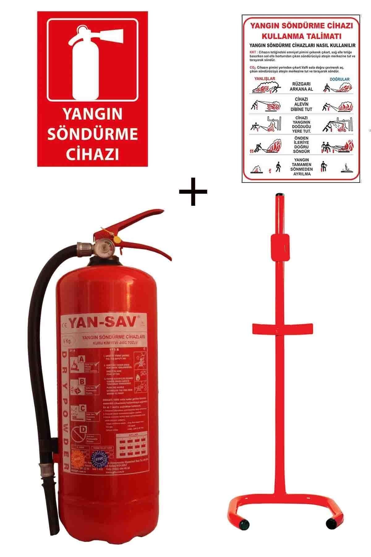 6kg Yangın Tüpü,yangın Tüpü Kullanım Talimatı, Yangın Tüpü Levhası, Ve C Tipi Sehpa 4lü Set