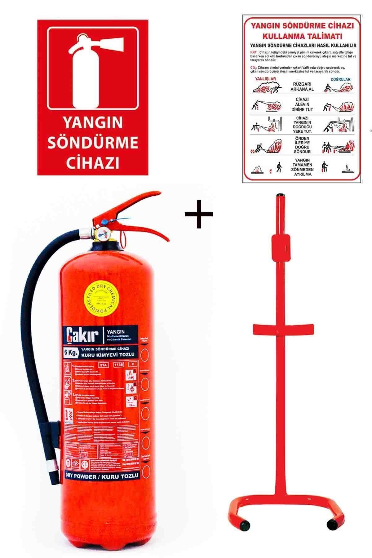 6kg Yangın Tüpü,yangın Tüpü Kullanım Talimatı, Yangın Tüpü Levhası, Ve C Tipi Sehpa 4lü Set