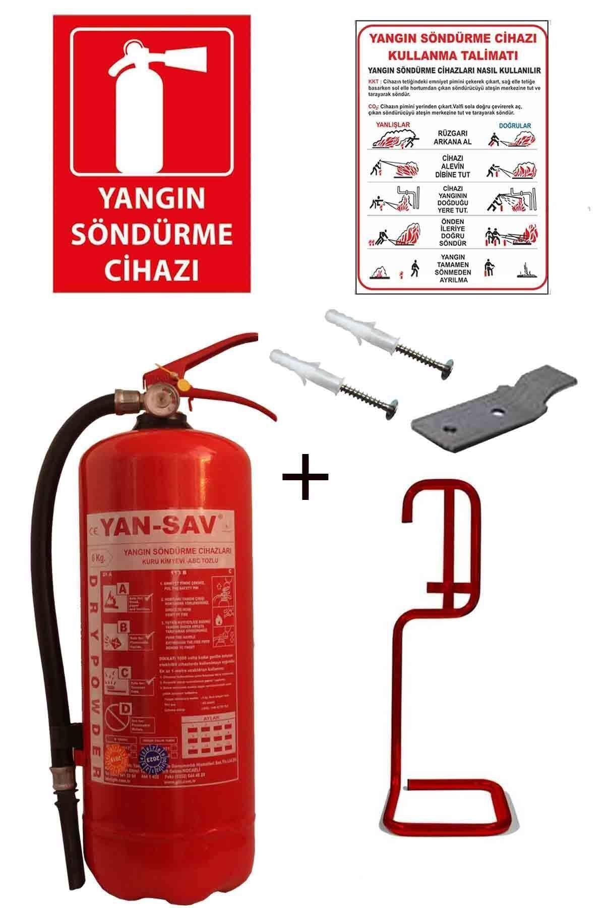 6kg Yangın Tüpü,yangın Tüpü Kullanım Talimatı, Yangın Tüpü Levhası, Askı Aparatı, Dübel Vida