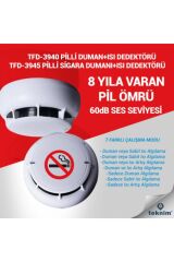 Tfd-3945, Pilli, Sigara Dumanı Ve Isı Dedektörü (TABAN DAHİL-PİL HARİÇ)