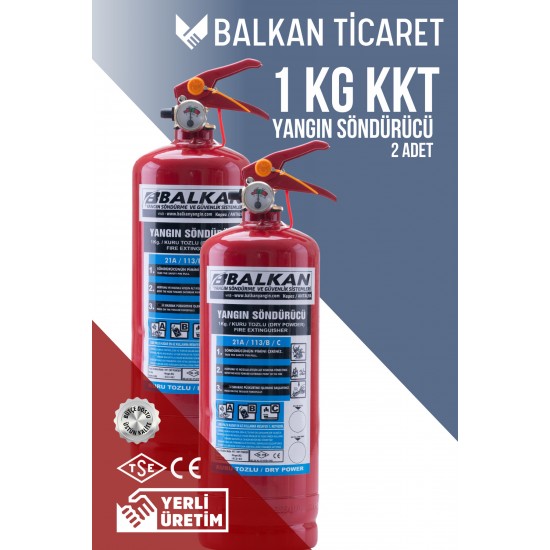 1 Kg Tozlu Yangın Tüpü - 2 Adet Set | TSE Belgeli