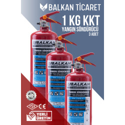 1Kg Yangın Söndürme Tüpü 3 Adet Ruhsata Uygun 4 Yıllık TSE HYB CE Belgeli KKT ABC
