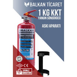 1Kg Kuru Kimyevi Tozlu Yangın Tüpü Askı Aparatı Ruhsata Uygun 4 Yıllık TSE HYB CE Belgeli KKT ABC