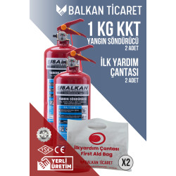 1Kg Tüvtürk Araç Yangın Tüpü 2 Adet İlkyardım Seti Ruhsata Uygun 4 Yıllık TSE HYB CE Belgeli KKT ABC