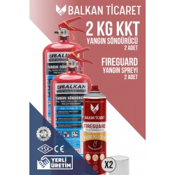 Araba Yangın Tüpü 2 Kg 2 Adet + Fireguard Sprey | TSE Belgeli