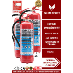 Yangın Söndürme Cihazı 6KG Tozlu 3 Adet KKT ABC Ruhsata Uygun 4 Yıllık TSE HYB CE Belgeli