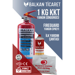1Kg ABC Kuru Kimyevi Yangın Tüpü Fireguard Yangın Spreyi İlkyardım Seti Ruhsata Uygun 4 Yıllık