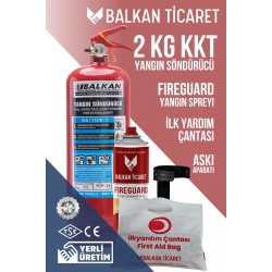 2 Kg ABC Yangın Söndürme Tüpü - Askılı + Sprey + İlk Yardım