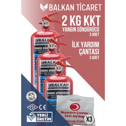 2 Kg Yangın Tüpü 3 Adet + İlk Yardım Seti | TSE Belgeli