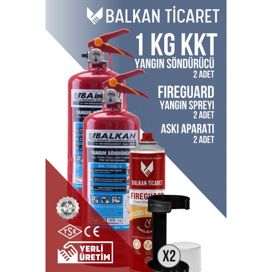 1 Kg Motosiklet Yangın Tüpü 2 Adet - Askı Aparatlı + Sprey