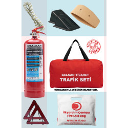 Trafik Seti Oto Güvenlik 2Kg Yangın Tüpü Reflektör 2 Adet Takoz 2 Adet İlkyardım Seti 4 Yıllık