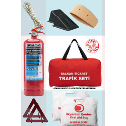 Trafik Seti Reflektörlü 2Kg Yangın Tüpü Reflektör 2 Adet Takoz 2 Adet İlkyardım Seti XL 4 Yıllık