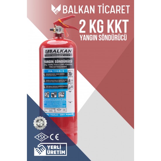 2 Kg Tozlu Yangın Tüpü - Ev, Araç ve İş Yeri İçin | TSE Belgeli