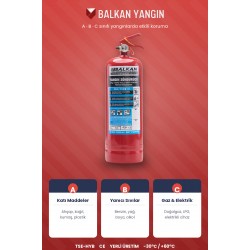 2 Kg Tozlu Yangın Söndürme Cihazı - KKT ABC | TSE Belgeli