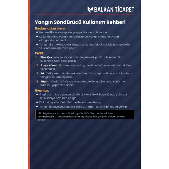 2 Kg Tozlu Yangın Tüpü - Ruhsata Uygun | TSE Belgeli
