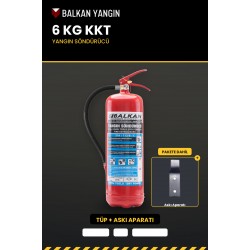 6 Kg Tozlu Yangın Söndürücü - Askı Aparatlı | TSE Belgeli