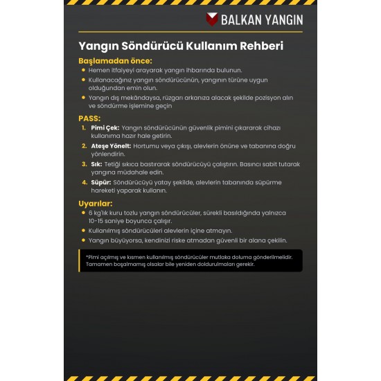 6 Kg Tozlu Yangın Söndürücü - Askı Aparatlı | TSE Belgeli