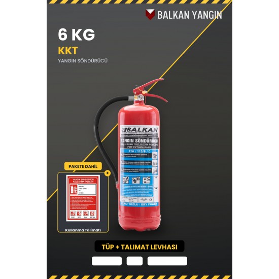 6 Kg Tozlu Yangın Tüpü - Kullanım Talimatlı | TSE Belgeli