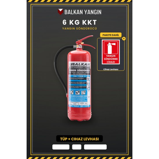 6 Kg Tozlu Yangın Söndürme Cihazı - Levhalı | TSE Belgeli