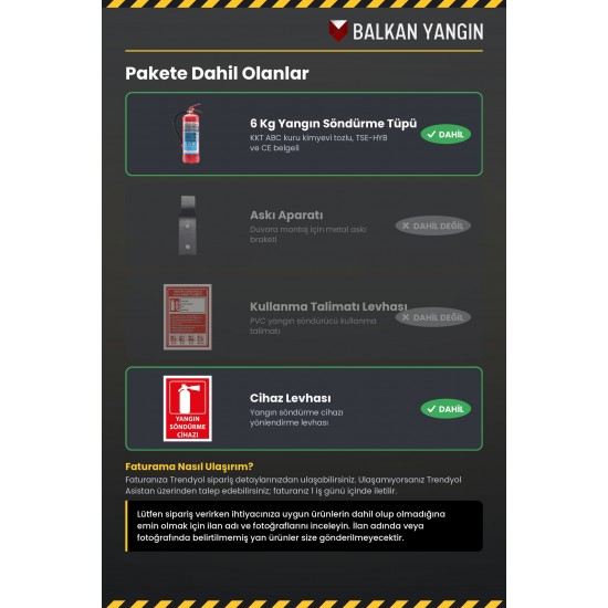 6 Kg Tozlu Yangın Söndürme Cihazı - Levhalı | TSE Belgeli