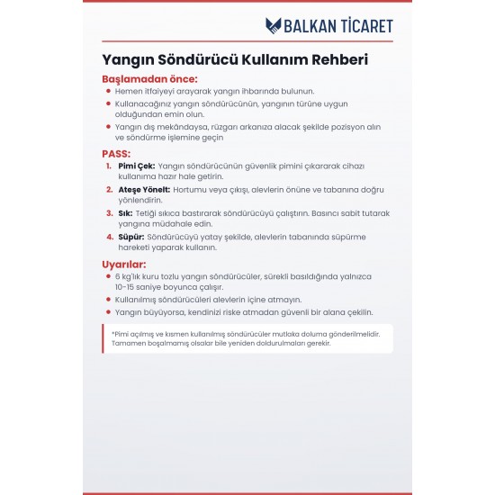 6 Kg Tozlu Yangın Söndürme Tüpü - Askı Aparatlı | TSE Belgeli