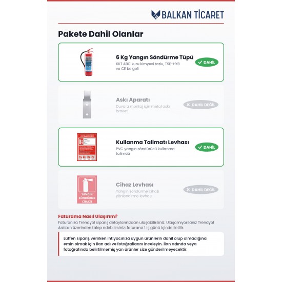 6 Kg Tozlu Yangın Söndürücü - Kullanım Talimatlı | TSE Belgeli