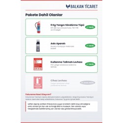 6 Kg Tozlu Yangın Tüpü - Askı Aparatlı + Talimatlı | Ruhsata Uygun