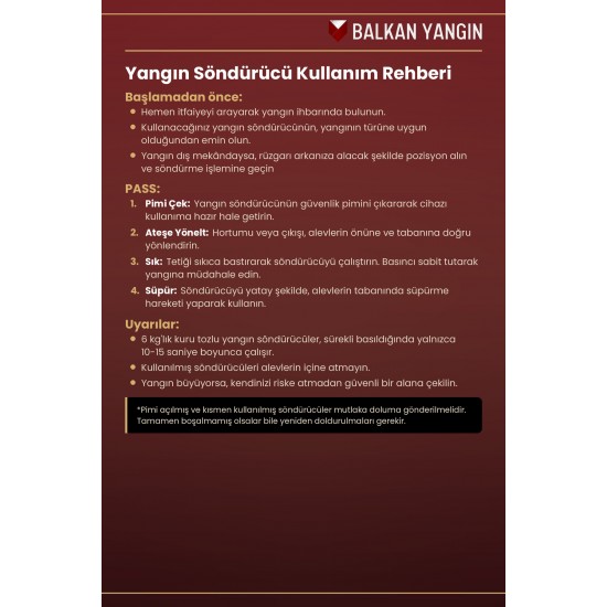 6 Kg Tozlu Yangın Söndürücü KKT ABC | TSE Belgeli