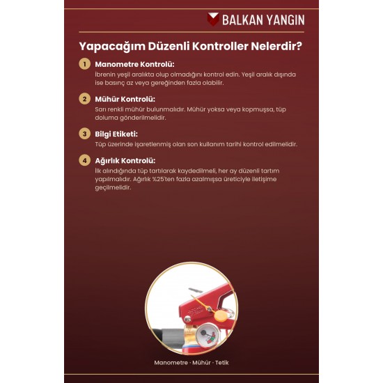 6 Kg Tozlu Yangın Söndürme Cihazı - Askı Aparatlı, Levhalı, Talimatlı