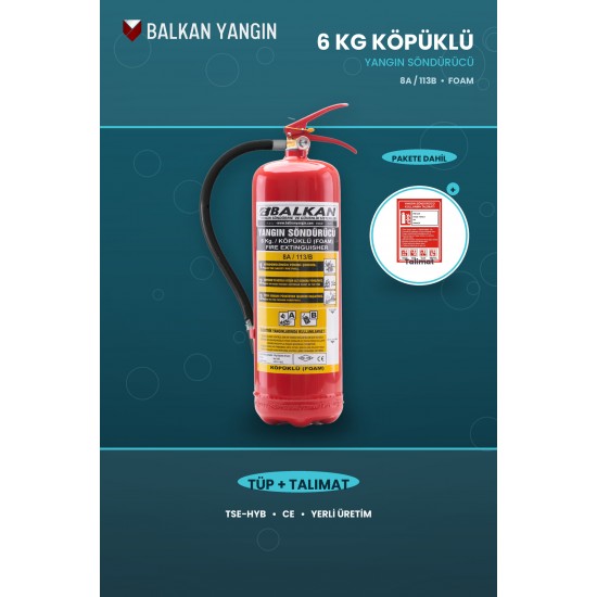 6 Kg Köpüklü Yangın Tüpü - Talimatlı | TSE Belgeli