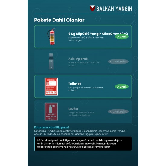 6 Kg Köpüklü Yangın Tüpü - Talimatlı | TSE Belgeli