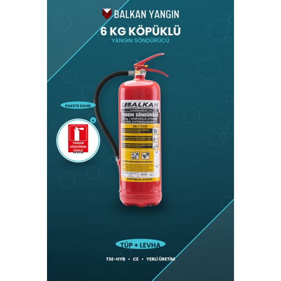 6 Kg Köpüklü Yangın Söndürme Cihazı - Levhalı | TSE Belgeli