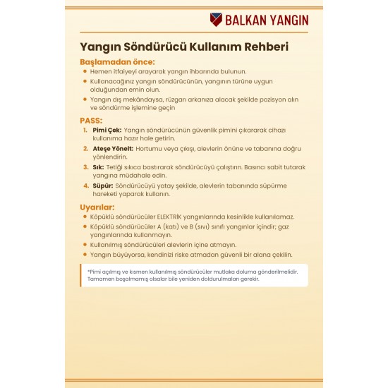 6 Kg Köpüklü Yangın Söndürme Tüpü - Askı Aparatlı | TSE Belgeli