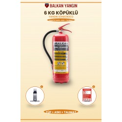 Mağaza Yangın Tüpü 6 Kg Köpüklü - Askı Aparatlı ve Talimatlı